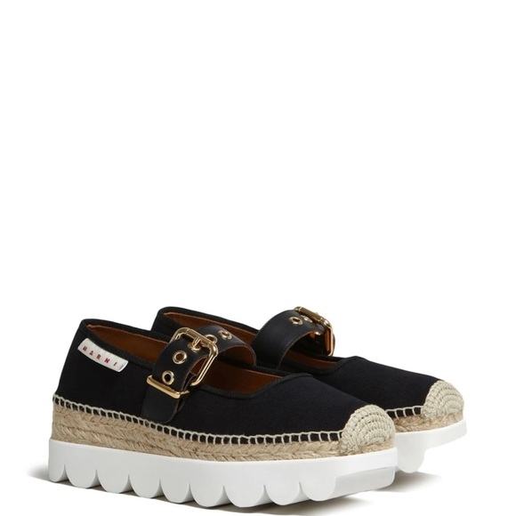 Marni Black and Gold Espadrille Platform Shoes - Picture 1 of 4